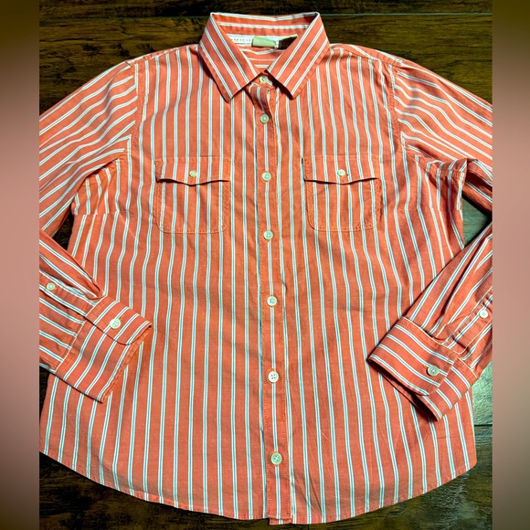 L.L. Bean Classic Roll Tab Button-Down Shirt Blouse Top Medium Rare - Picture 1 of 7